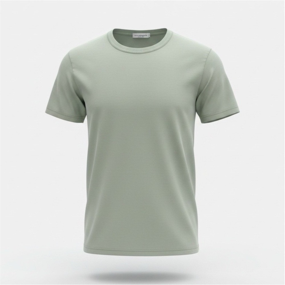 RoccadiBagnolo Men's L Green Solid Crew Neck Short Sleeve Cotton Knit T-Shirt